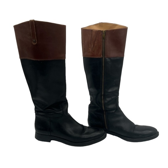 Enzo Engiolini Elellerby Black Brown Knee High Riding Boots Size 9 1/2 M Women’s - Picture 1 of 12